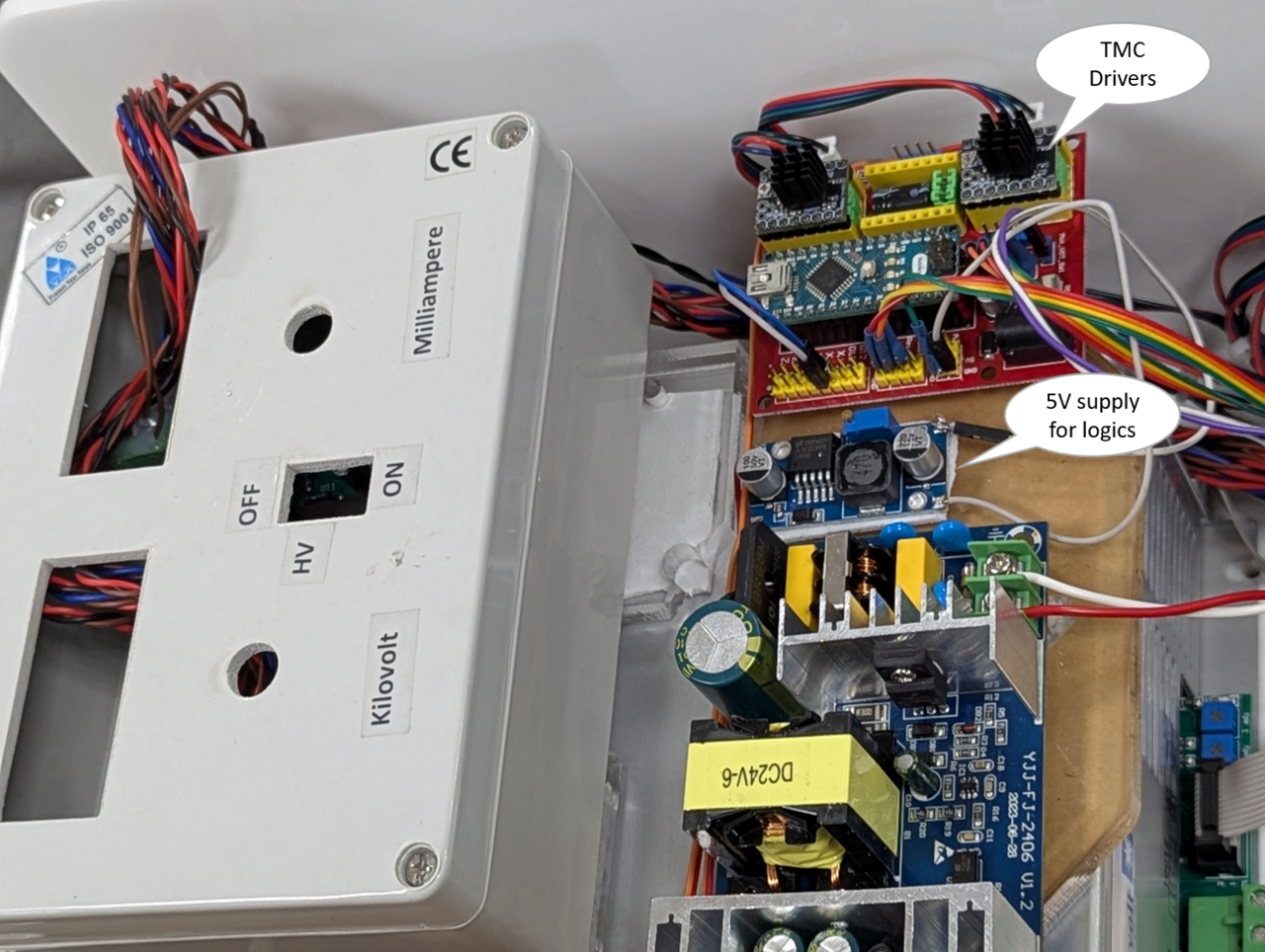 The voltage source and TMC stepper drivers for low naise operation