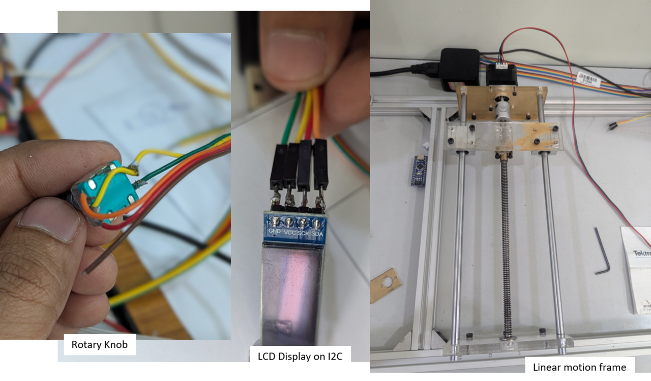 Linear motion system for syringe pump, knob and I2C display